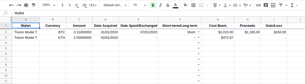 spreadsheet for irs and crypto coin