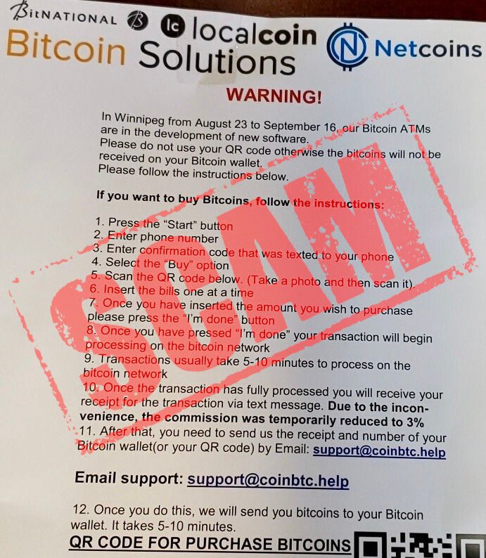 Bitcoin ATMs, like traditional ATMs, can be ripe for scamming. Follow your instincts and if something feels off, don't use it!