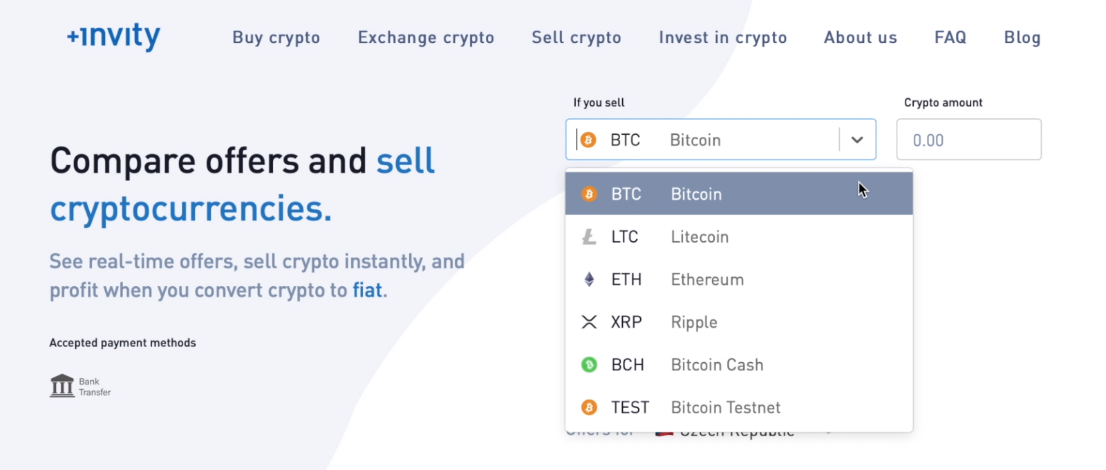 Just choose which coin you want to sell and how much. Alternatively, you can select how much cash you want to end up with.