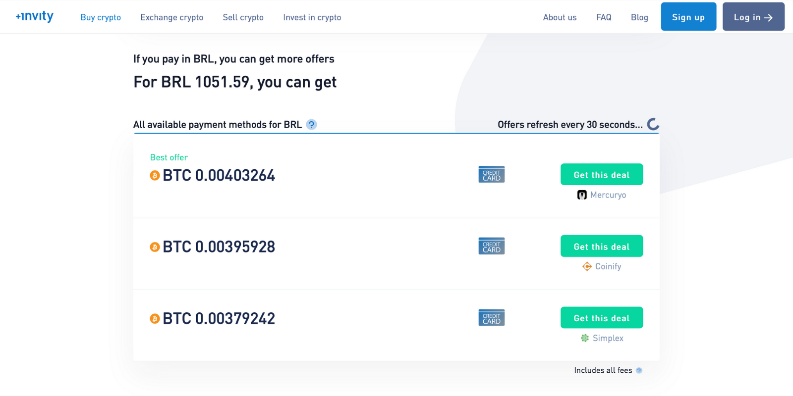 Here are Invity's alternative buy offers, still on the same page you're used to.