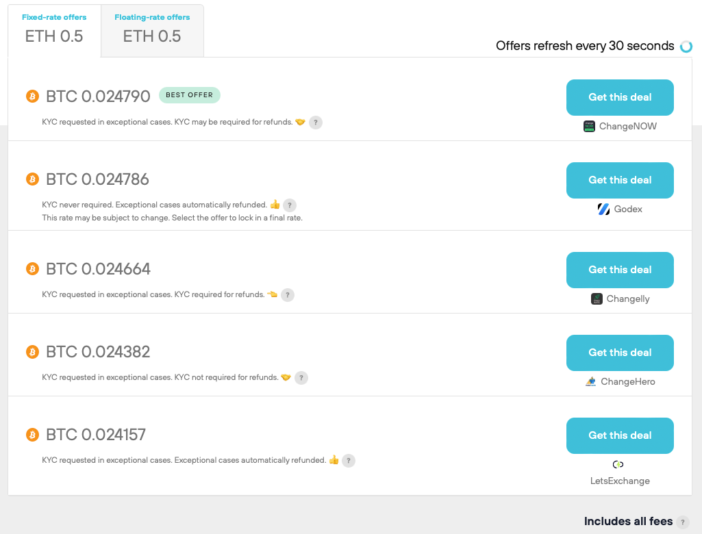 Invity prominently displays possible KYC requirements as part of each Exchange offer.